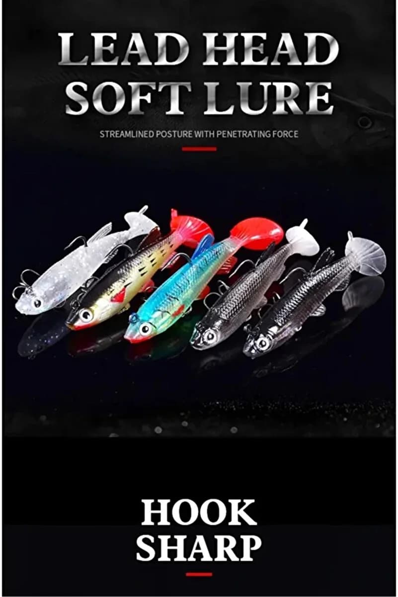 Kurşun Kafalı Silikon Balık Seti 5’li | 8 cm 13 gr Lead Head Soft Lure